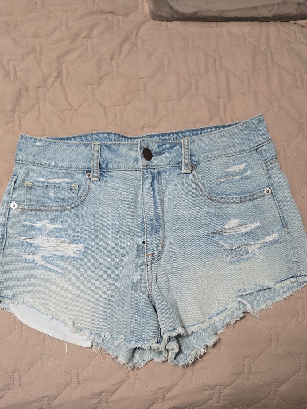 American Eagle Outfitters Light Blue Distressed Denim Shorts